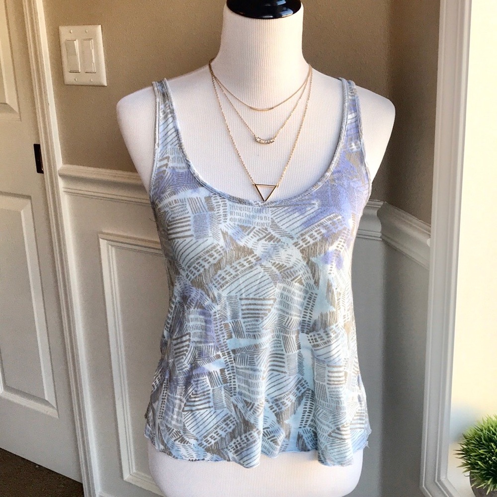 5/20!💎C&S Cropped Blue Patterned Tank Top